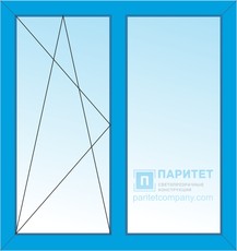 Двустворчатое левое поворотно откидное - глухое окно 